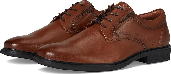 Nunn Bush Jarvis Plain Toe Oxford Dress Casual Business Formal Lace Up Men's Lace Up Wing Tip Shoes Cognac : 11 W (EE), Leather