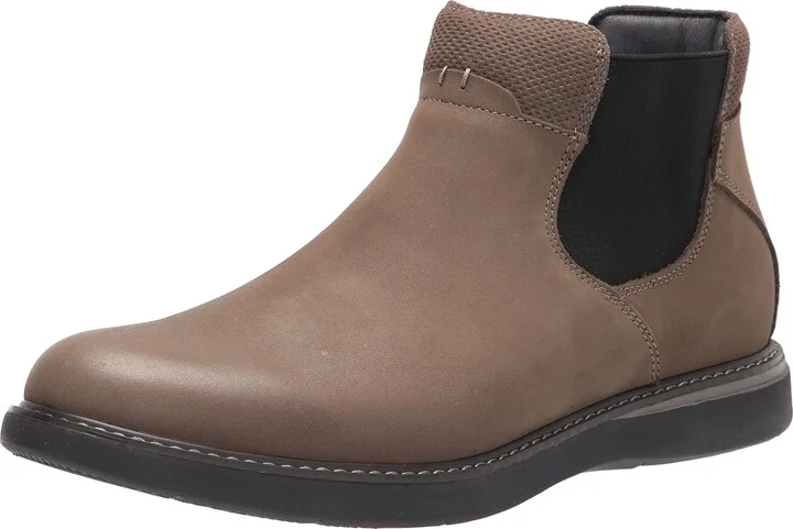 Nunn Bush Men's BAYRIDGE Plain Toe Chelsea Lightweight Leather Boot with Elastic for Easy