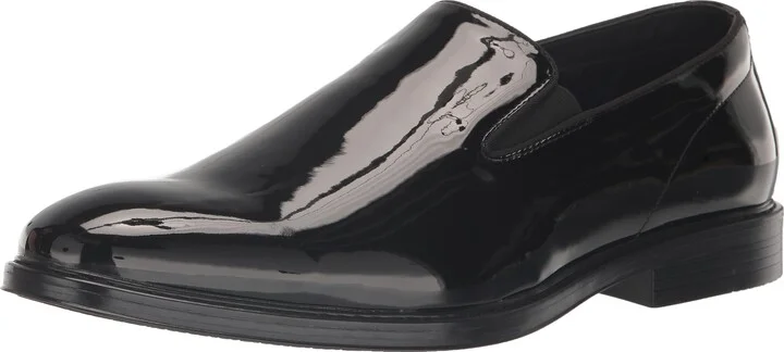 Nunn Bush Men's Centro Flex Plain Toe Slip On Formal Black Patent Loafer