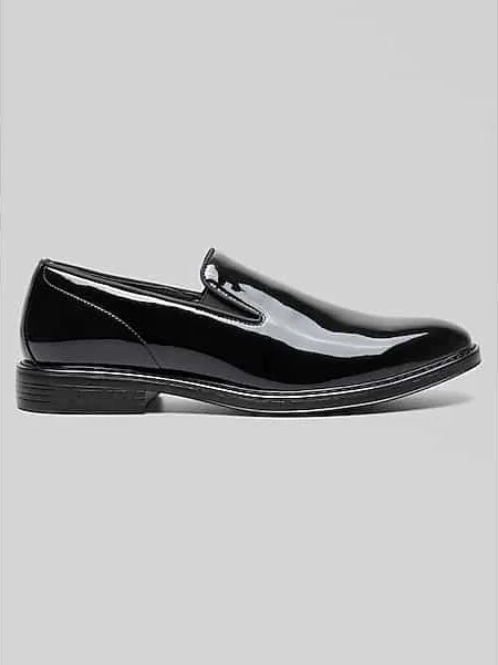 Nunn Bush Men's Centro Formal Flex Plain Toe Slip-On Dress Shoes Black Patent