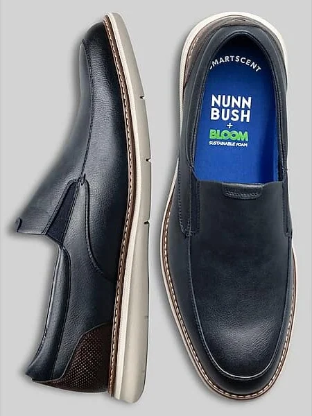 Nunn Bush Men's Chase Casual Moc Toe Slip-On Shoes Navy