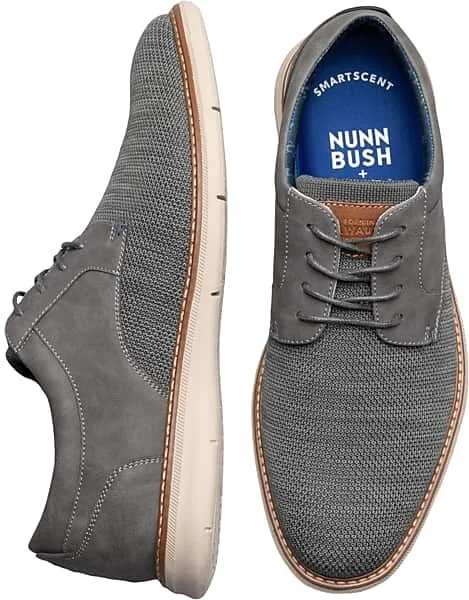 Nunn Bush Men's Chase Knit Plain Toe Oxfords Gray