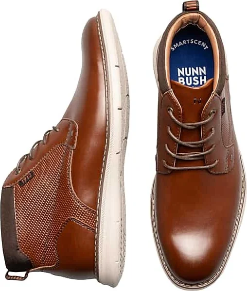 Nunn Bush Men's Chase Plain Toe Chukka Boots Cognac