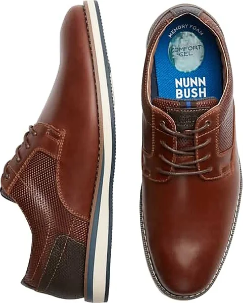 Nunn Bush Men's Circuit Leather Plain Toe Oxfords Brandy