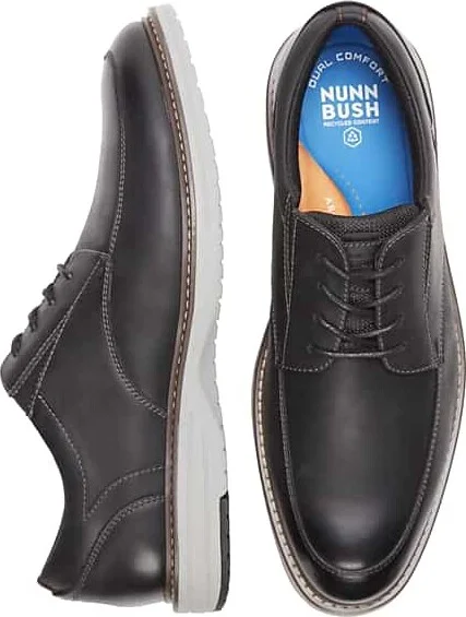Nunn Bush Men's Griff Leather Moc Toe Oxfords Black