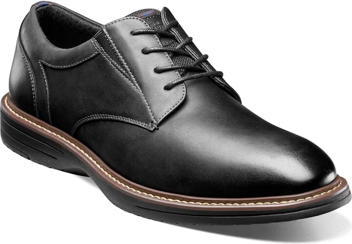 Nunn Bush Men's Griff Plain Toe Oxford Lightweight and Comfortable for All Occasions Leather Lace Up