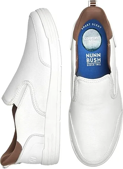 Nunn Bush Men's Kore City Walk EZ Moc Toe Slip-On Shoes White