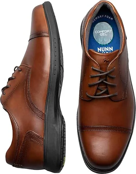 Nunn Bush Men's KORE PRO Bicycle Cap Toe Oxfords Cognac