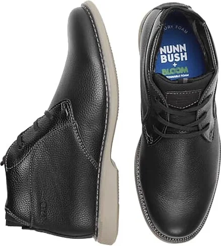 Nunn Bush Men's Otto Leather Lace-up Plain Toe Chukka Boots Black