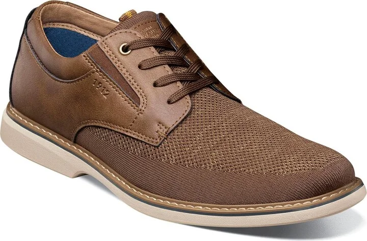 Nunn Bush Men's Otto Plain Toe Knit Oxford Lace Up with Lightweight Sole