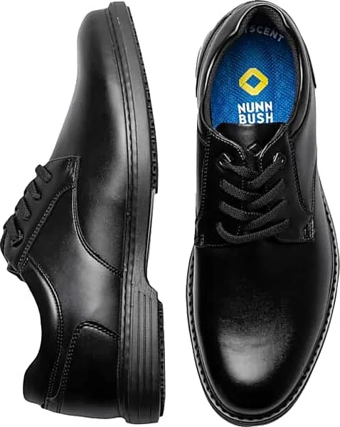 Nunn Bush Men's Wade Work Plain Toe Oxfords Black