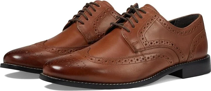 Nunn Bush Nelson Wing Tip Dress Casual Oxford Men's Dress Flat Shoes Cognac : 7 M (D), Leather