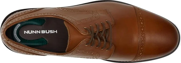 Nunn Bush Norcross Cap Toe Dress Casual Oxford Men's Lace Up Cap Toe Shoes Cognac : 7.5 M (D), Leather/Synthetic - Image 3