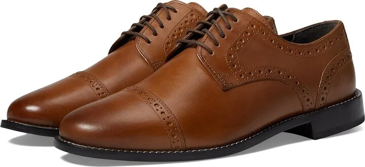 Nunn Bush Norcross Cap Toe Dress Casual Oxford Men's Lace Up Cap Toe Shoes Cognac : 7.5 M (D), Leather/Synthetic