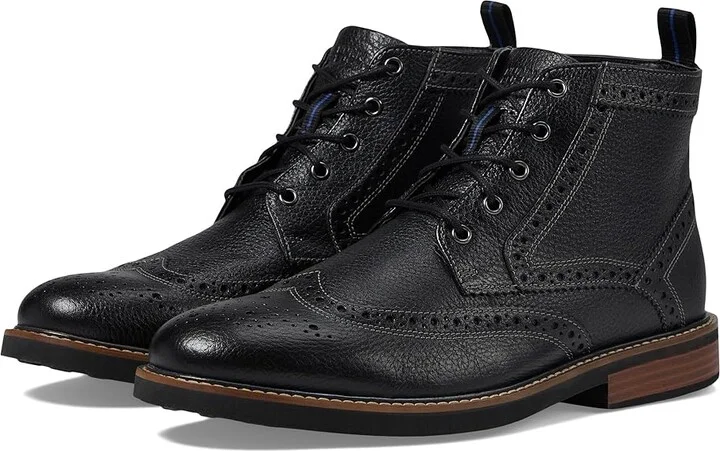 Nunn Bush Odell Wingtip Boot with KORE Walking Comfort Technology Men's Lace-up Boots Black Tumbled : 7.5 M (D), Leather