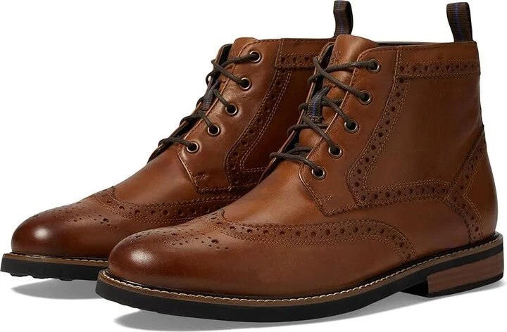 Nunn Bush Odell Wingtip Boot with KORE Walking Comfort Technology Men's Lace-up Boots Tan CH : 8 M (D), Leather