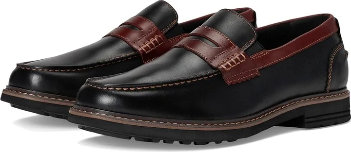 Nunn Bush Odin II Moc Toe Penny Loafer Lightweight and Comfortable Slip-On Men's Shoes Black/Brown : 11 M (D), Leather