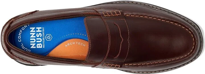 Nunn Bush Odin II Moc Toe Penny Loafer Lightweight and Comfortable Slip-On Men's Shoes Burgundy : 12 W (EE), Leather - Image 2