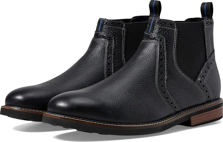 Nunn Bush Otis Plain Toe Chelsea Boot with KORE Walking Comfort Technology Men's Boots Black Tumbled : 9 M (D), Leather