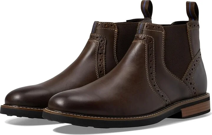 Nunn Bush Otis Plain Toe Chelsea Boot with KORE Walking Comfort Technology Men's Boots Brown CH : 7 M (D), Leather