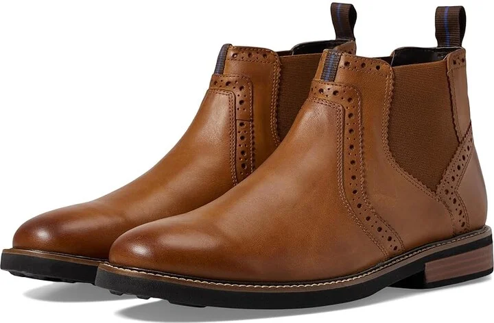 Nunn Bush Otis Plain Toe Chelsea Boot with KORE Walking Comfort Technology Men's Boots Tan CH : 7.5 M (D), Leather