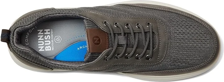 Nunn Bush Ponte Knit Moc Toe Sneakers Hybrid Oxford Casual Lightweight Athletic Style Lace Up Men's Shoes Gray : 8.5 W (EE), Leather - Image 2