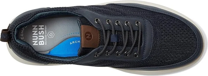 Nunn Bush Ponte Knit Moc Toe Sneakers Hybrid Oxford Casual Lightweight Athletic Style Lace Up Men's Shoes Navy : 10 M (D), Leather - Image 2