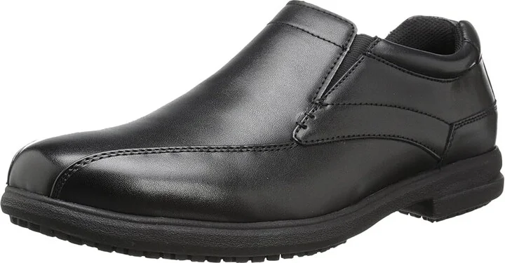 Nunn Bush Sanford Slip Resistant Bicycle Toe Work Slip-On Men's Slip on Shoes Black : 7 M (D), Synthetic - Image 2