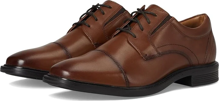 Nunn Bush Stark Cap Toe Oxford Leather Business Formal Derby Dress Casual Lace-Up Men's Lace Up Wing Tip Shoes Cognac : 9 M (D)