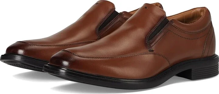 Nunn Bush Stark Moccasin Toe Slip-On Leather Dress Casual Business Formal Loafer Men's Lace Up Wing Tip Shoes Cognac : 12 W (EE)