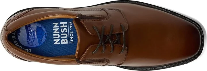 Nunn Bush Stark Plain Toe Oxford Leather Business Formal Derby Dress Casual Lace-Up Men's Lace Up Wing Tip Shoes Cognac : 9.5 M (D) - Image 2