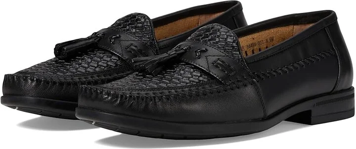 Nunn Bush Strafford Woven Moc Toe Loafer Men's Slip on Shoes Black : 7.5 M (D), Leather