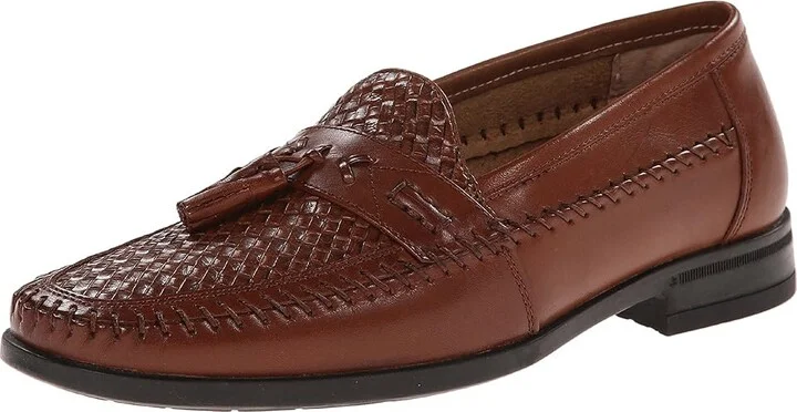 Nunn Bush Strafford Woven Moc Toe Loafer Men's Slip on Shoes Cognac : 7.5 M (D), Leather - Image 2