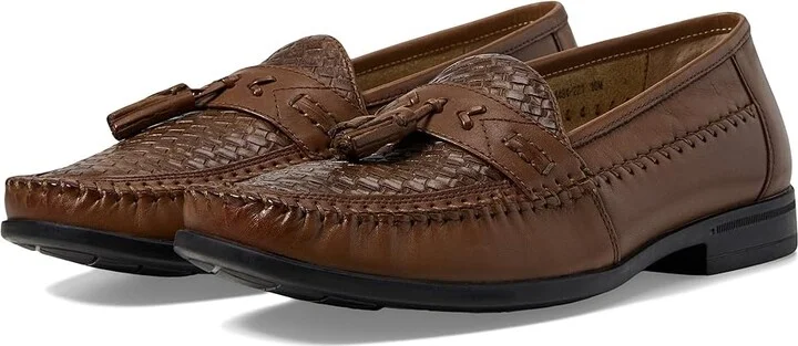 Nunn Bush Strafford Woven Moc Toe Loafer Men's Slip on Shoes Cognac : 7.5 M (D), Leather