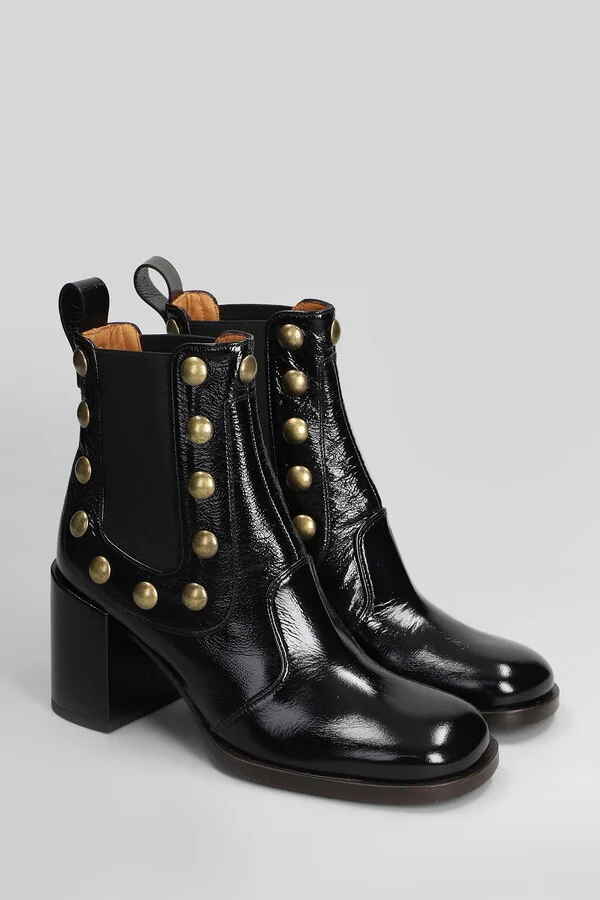 Nuzai-p High Heels Ankle Boots In Black Leather - Image 2