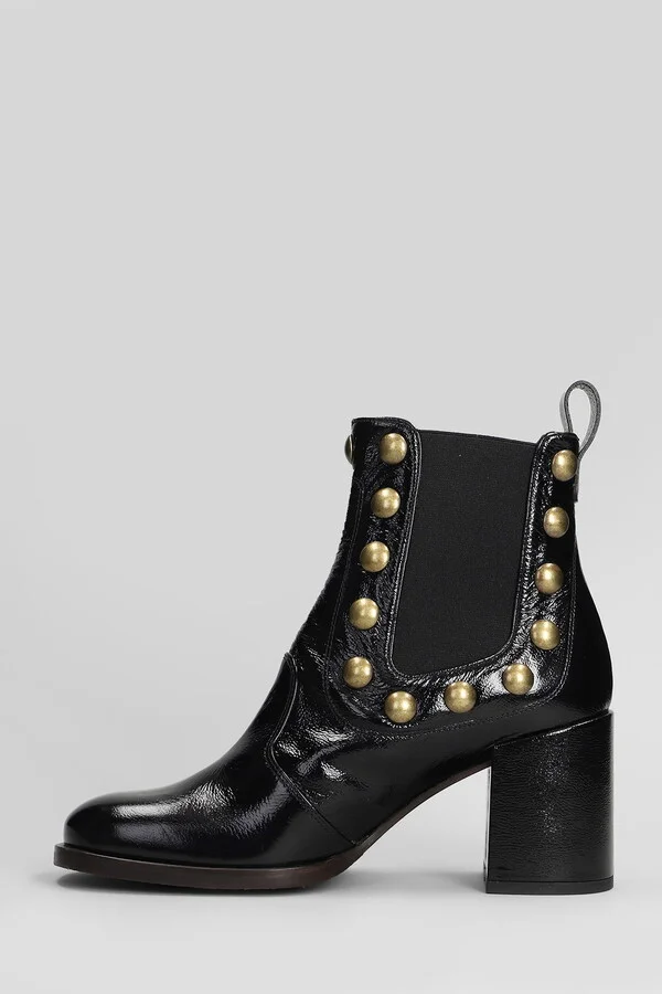 Nuzai-p High Heels Ankle Boots In Black Leather - Image 3