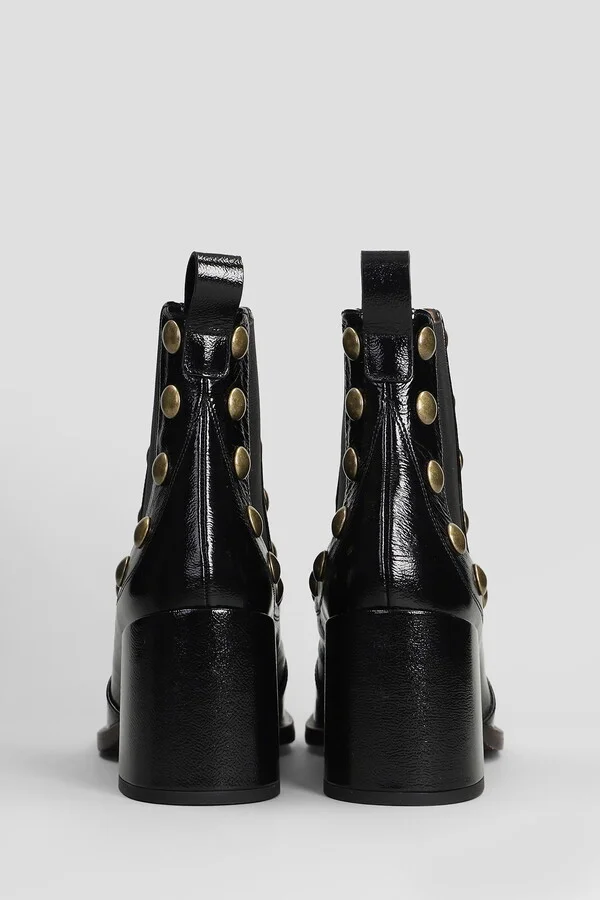 Nuzai-p High Heels Ankle Boots In Black Leather - Image 4