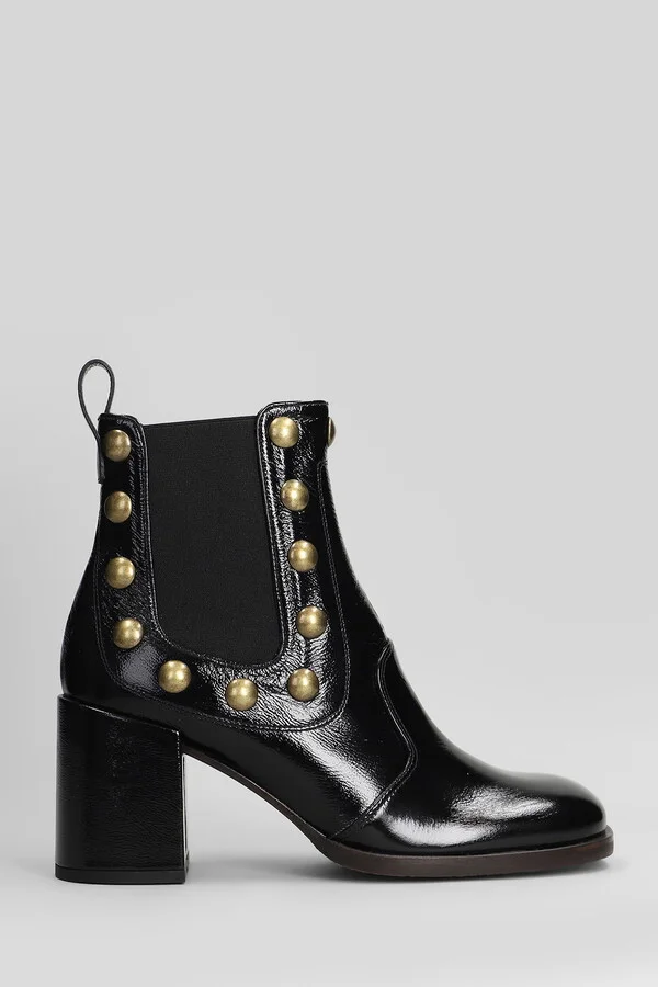 Nuzai-p High Heels Ankle Boots In Black Leather