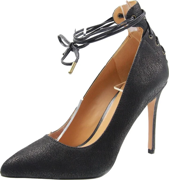 NWEBBA Womens Lace-Up Leather Lace-Up Heels