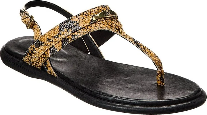 Nya Snake-Embossed Leather Sandal