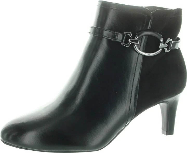 Nyssa Womens Zipper Faux Leather Booties