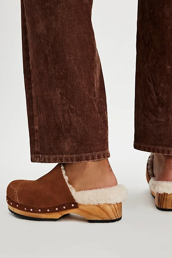 Oak Suede Cozy Clog Mules