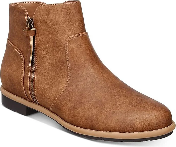 Oaklynn Womens Faux Leather Laceless Ankle Boots