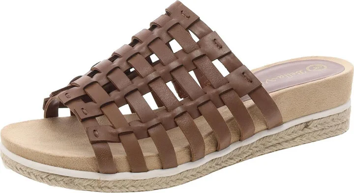 Oaklynn Womens Leather Slip On Wedge Sandals