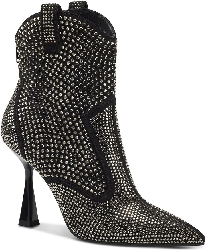 Oaklynne Womens Rhinestone Pointed Toe Booties