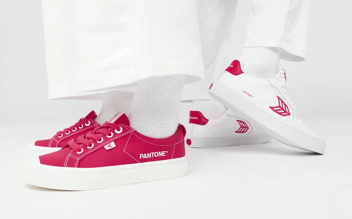 OCA High Pantone Viva Magenta Canvas Contrast Thread Sneaker Men - Image 10