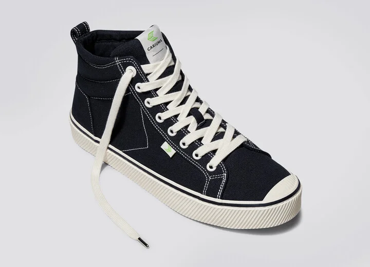 OCA High Stripe Black Canvas Contrast Thread Sneaker Men - Image 4