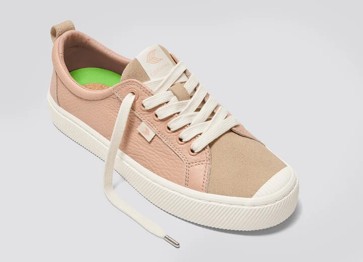 OCA Low Beige Premium Leather Nude Suede Sneaker Women - Image 4