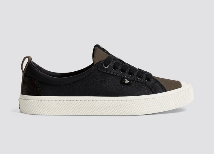 OCA Low Black Premium Leather Dark Khaki Suede Sneaker Men - Image 3