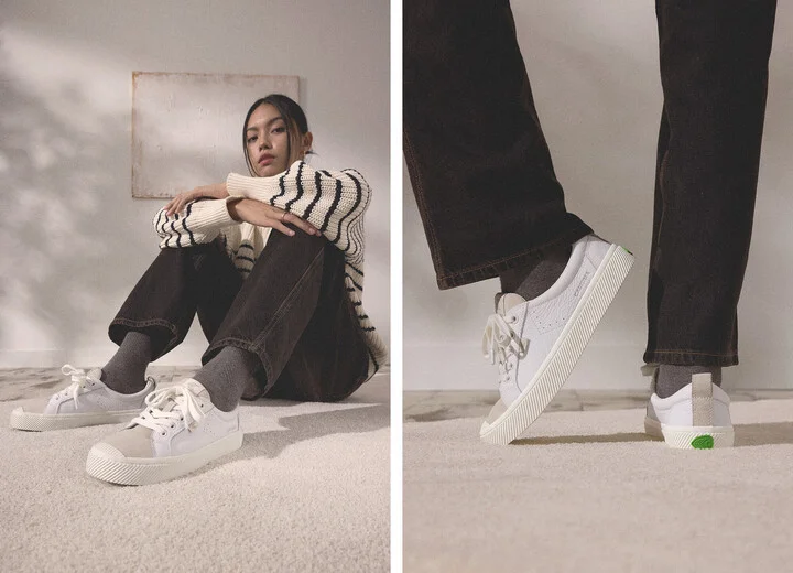 OCA Low Black Premium Leather Dark Khaki Suede Sneaker Women - Image 5